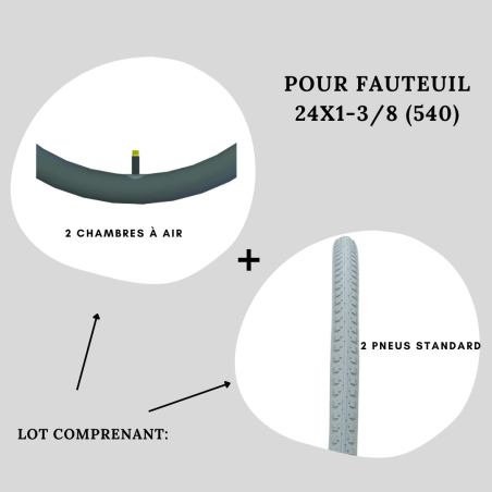 Lot pour fauteuil roulant en 24X1-3/8 (540) Lot pour fauteuil roulant en 24X1-3/8 (540)