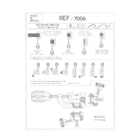 Etau universel pour tige porte sérum pour fauteuil roulant