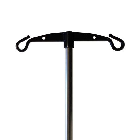 Tige porte sérum 2 crochets polyamide 1m pour fauteuil roulant