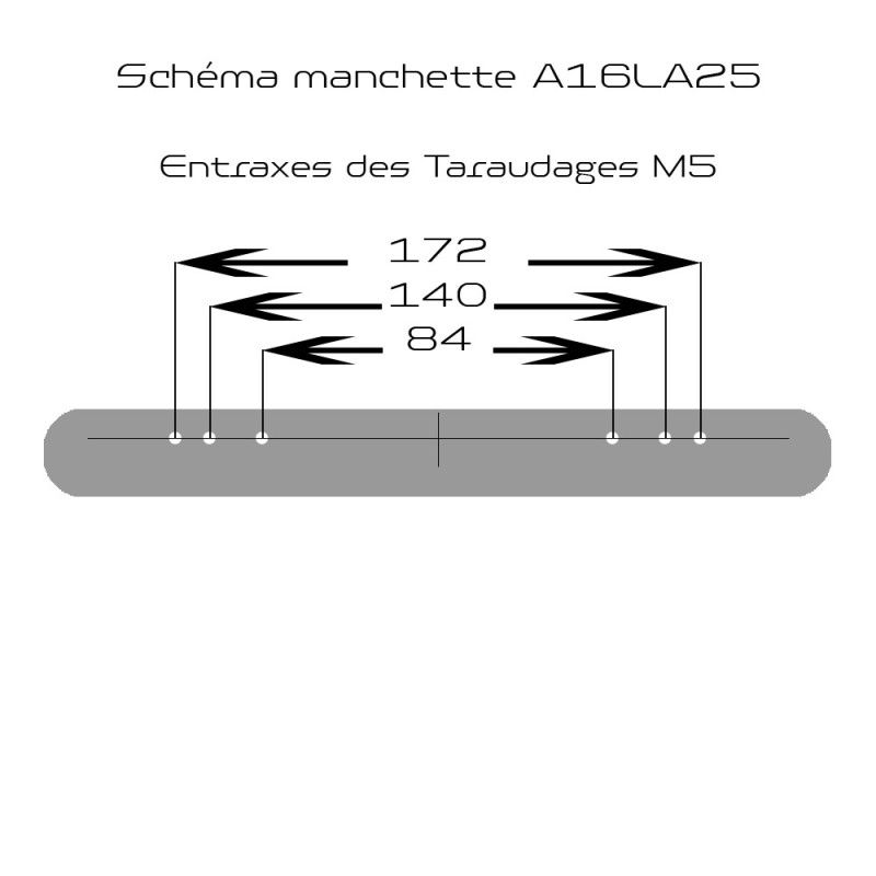 Manchette accoudoir ABS/EVA 254x55x34 mm six fixations M5 pour fauteuil roulant