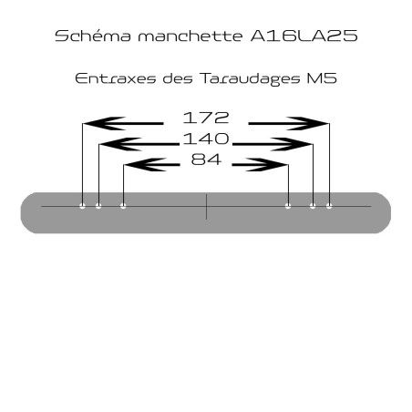 Manchette accoudoir ABS/EVA 254x55x34 mm six fixations M5 pour fauteuil roulant