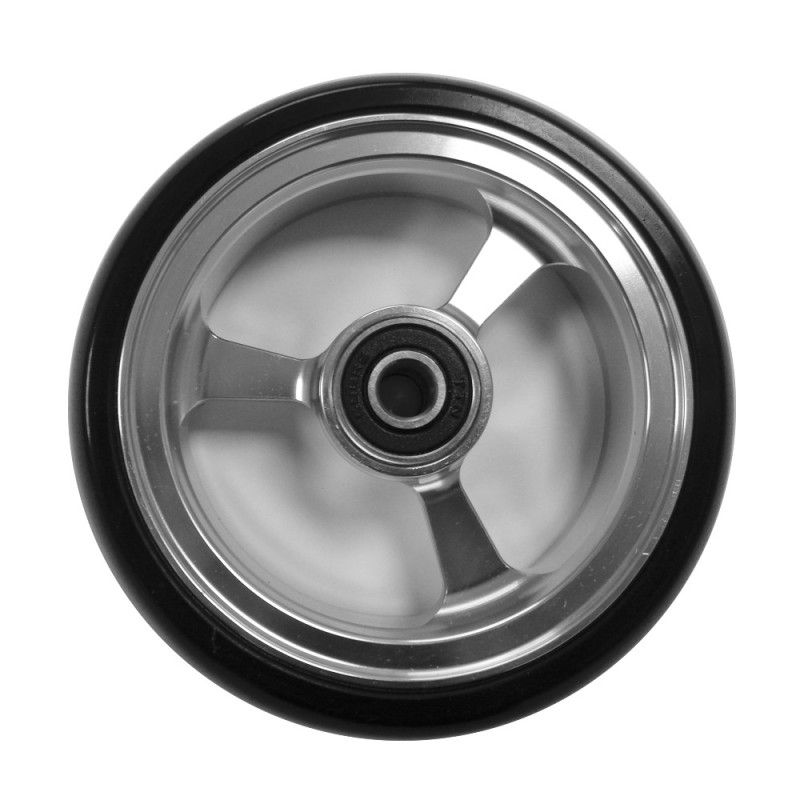 Roue Aluminium 5" pour fauteuil roulant 125x25 Bandage PU noir