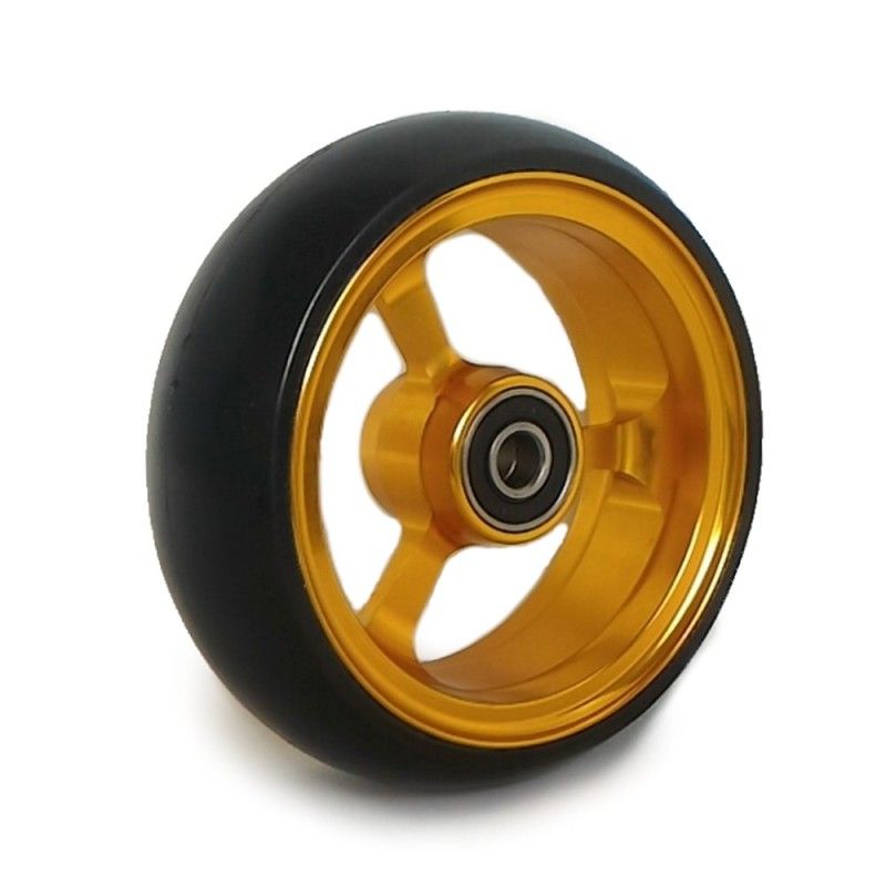 Roue Aluminium 5" pour fauteuil roulant 125x25 Bandage PU noir