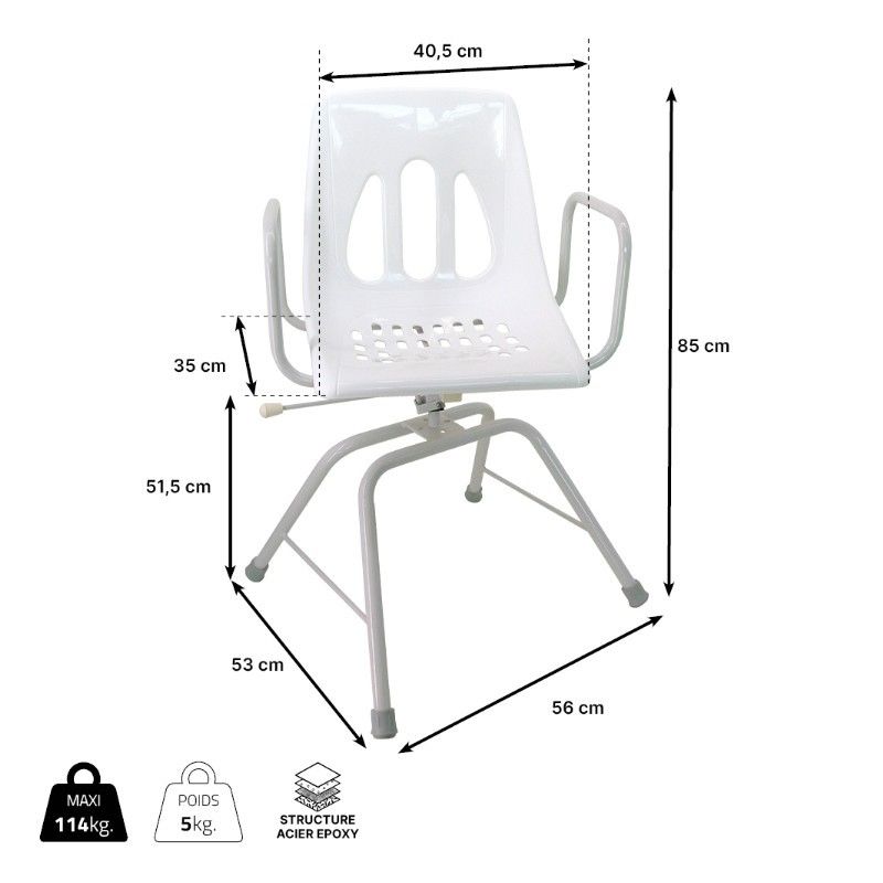 Chaise de douche pivotante