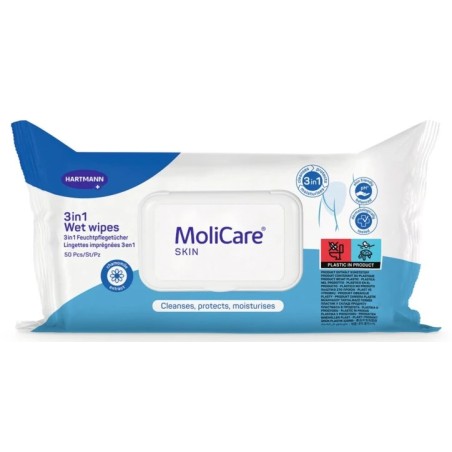 Lingettes MoliCare Skin imprégnées 50 lingettes – Toilette sans rinçage | Hartmann