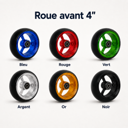 Roue avant jante alu 4" x 1" pour fauteuil roulant (100x25)