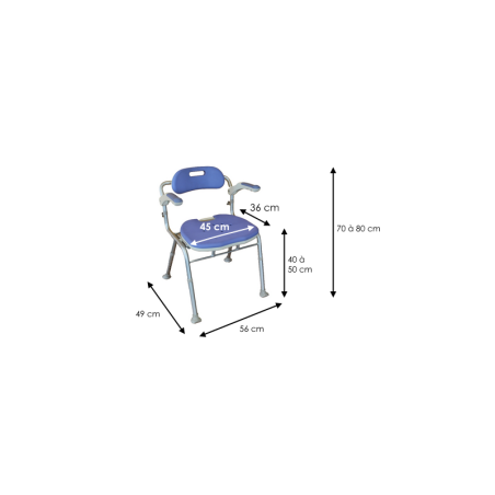 Chaise de douche pliable avec accoudoirs – Siège PMR réglable sécurisé